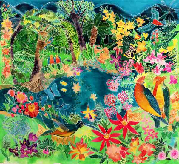 Caribbean Jungle, 1993 (coloured ink on silk)  from Hilary  Simon