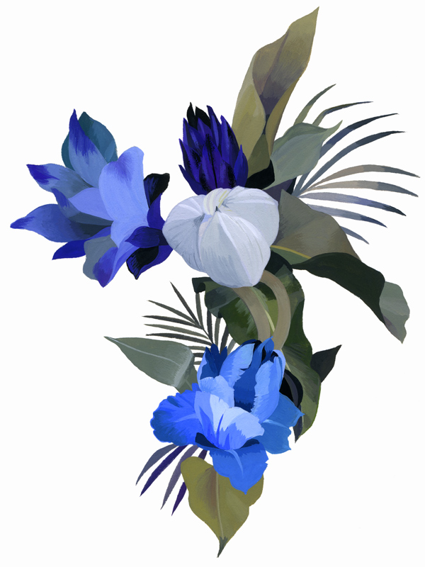 White flowers and light blue flowers from Hiroyuki Izutsu