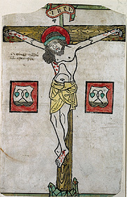 Christus am Kreuz, mit dem Wappen von Tegernsee from Holzschnitt (Mittelalter)