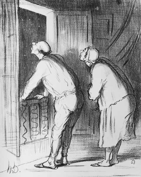 Series ''Actualites'', the comet, The evening before the 13th of June, plate 406, illustration from  from Honoré Daumier