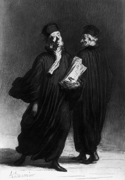 Two Lawyers, c.1862 (watercolour & pencil on paper) from Honoré Daumier