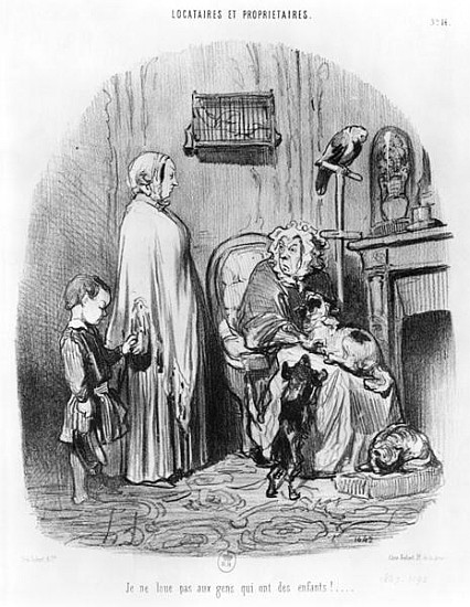 I do not hire people with children, plate 14 from the series ''Tenants and owners'' from Honoré Daumier