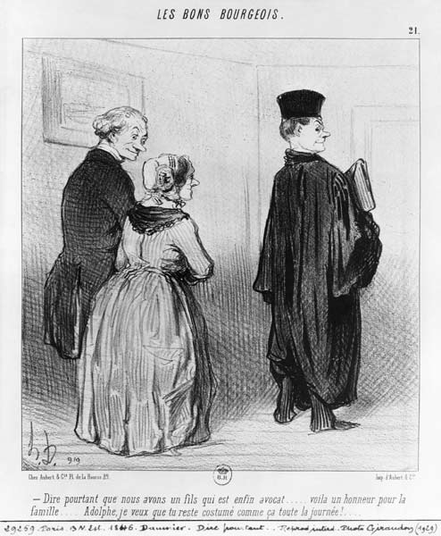 Series ''Les Bons Bourgeois'', Isn''t it marvellous to have a son who is a lawyer, plate 21, illustr from Honoré Daumier