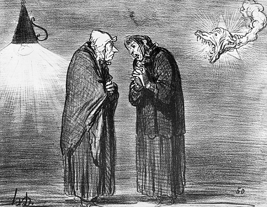 Series ''Actualites'', the comet, Ah! ma pauv'' madame Chaffarou, plate 392, illustration from ''Le  from Honoré Daumier