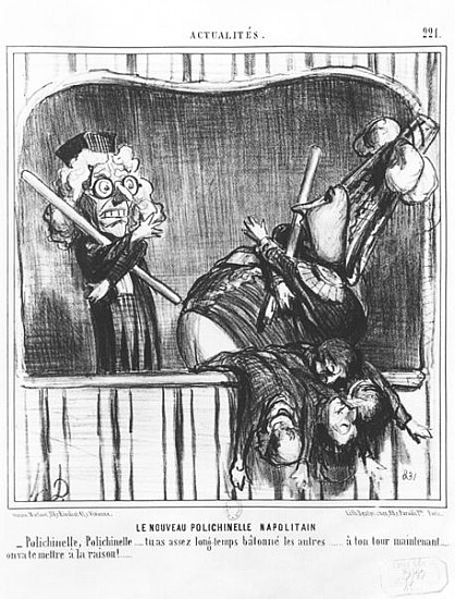 Series ''Actualites'', The new Neapolitan Buffoon, plate 221, illustration from ''Le Charivari'', 2n from Honoré Daumier