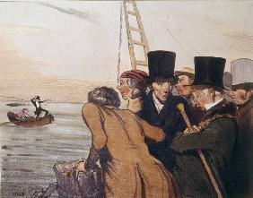 H.Daumier / Schiffbruch Telemach /Litho.