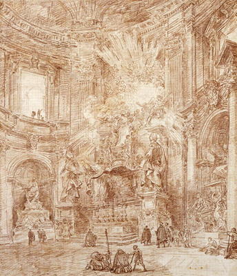 Interior of a church (red chalk on paper) from Hubert Robert