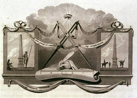 Theory of scale using an obelisk as an example, engraved by Pickett from Humphry Repton