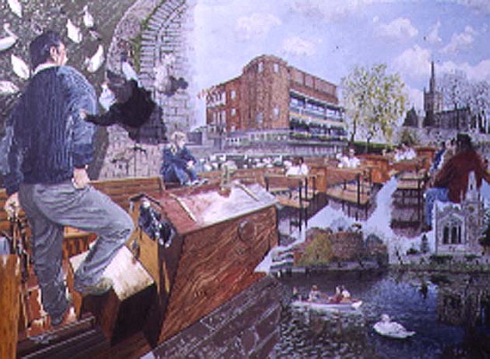 Boat Trip on the Avon at Stratford, 1995 (oil on board)  from Huw S.  Parsons
