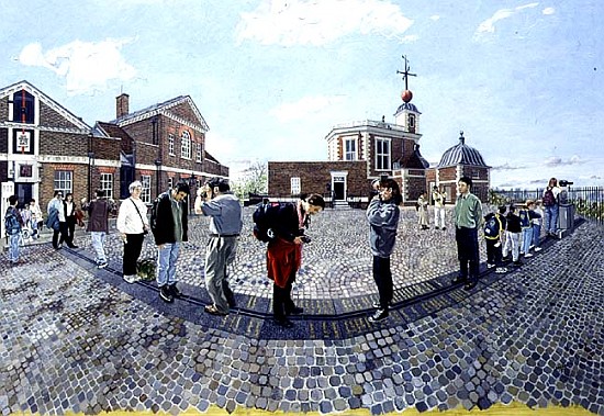 East and West from Greenwich, 1997 (oil on board)  from Huw S.  Parsons