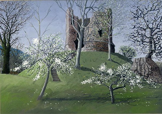 Longtown Castle, 1992 (gouache on card)  from Huw S.  Parsons