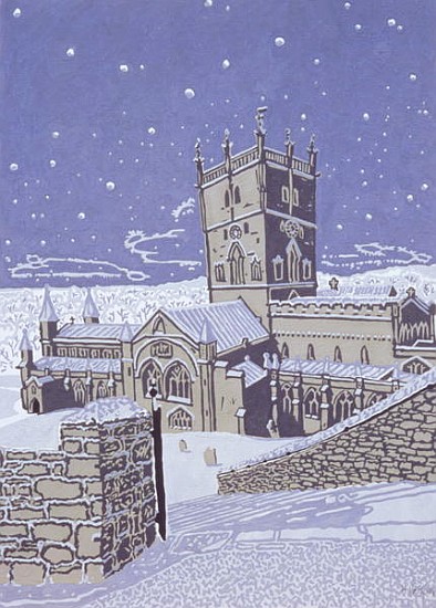 St. David''s Cathedral in the Snow, 1996 (gouache on paper)  from Huw S.  Parsons