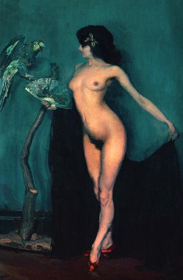 Nude Woman and Parrot