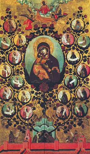 Gottesmutter von Wladimir, genannt Pflanzung der russischen Herrschaft from Ikone (Simon Uschakow)