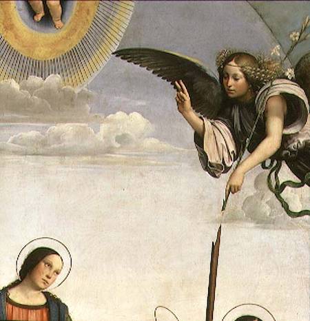 Annunciation and Saints, detail of the Archangel Gabriel from Il Francia
