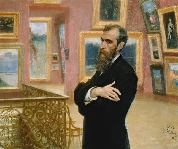 Portrait of Pavel Tretyakov (1832-98) in the Gallery from Ilja Efimowitsch Repin