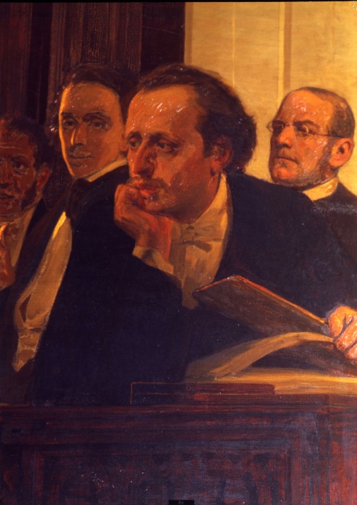 The composers Mikhail Oginski, Fryderyk Chopin and Stanislav Moniuszko (Detail of the painting Slavo from Ilja Efimowitsch Repin