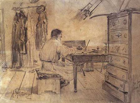 Leo Tolstoy (1818-1910) in his Study from Ilja Efimowitsch Repin