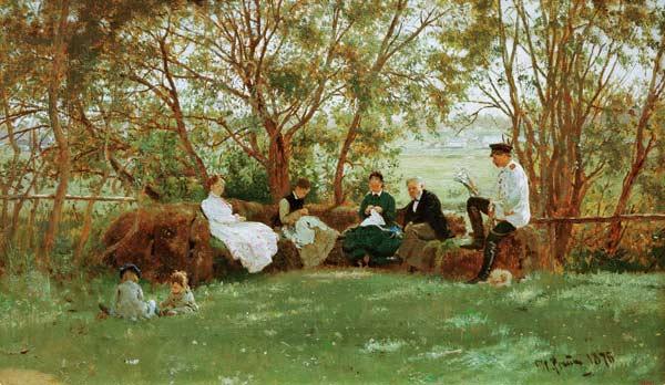 Ilja Repin, Auf einer Rasenbank