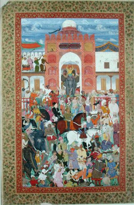 Ms E-14 fol.21a Festivities on the Occasion of the Coronation of Emperor Djahangir (1569-1627) from Indian School