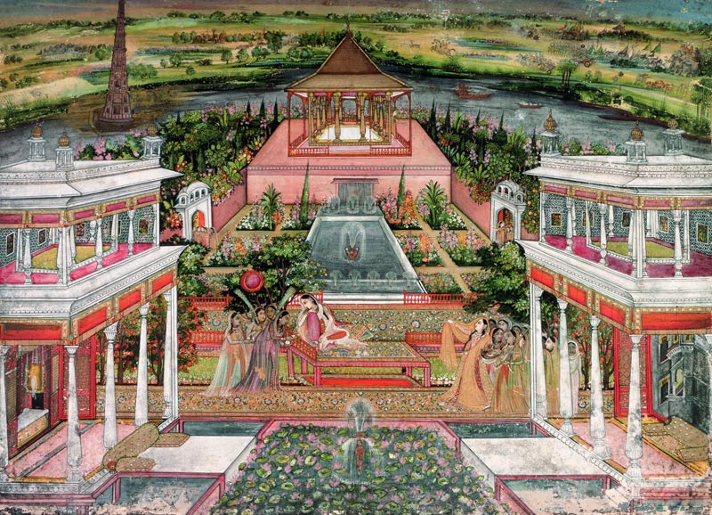 A Mughal Princess in her Garden from Indian School