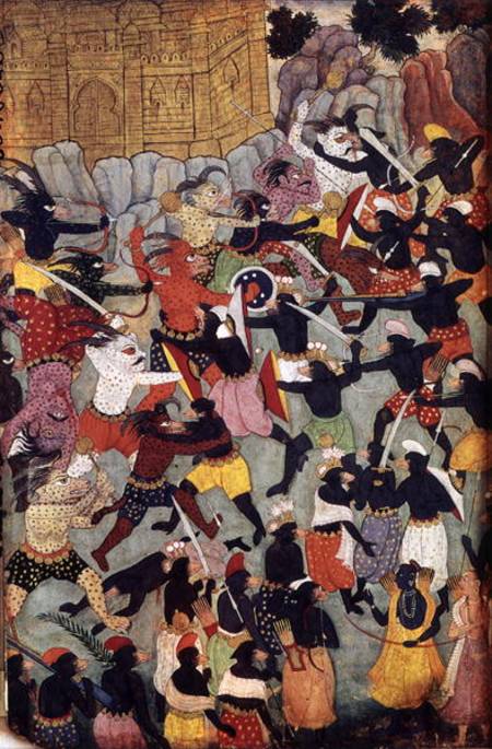 Battle Between the Armies of Rama and Ravana, Moghul from Indian School