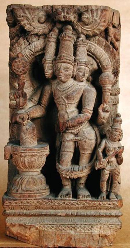 Brahma Giving Himself Up to the Cult of Lingam from Indian School