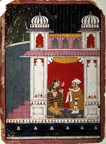 Heroine and her lover in a pavilion, c.1640-50 from Indian School