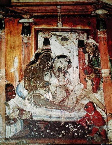 A Princely Couple in a Palace from the interior of Cave 17 from Indian School