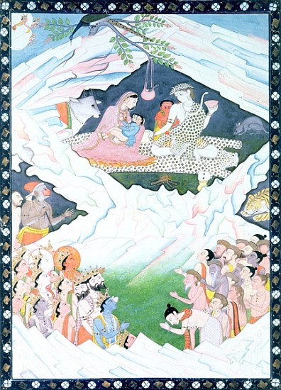 The Holy Family of Shiva and Parvati on Mount Kailash from Indian School