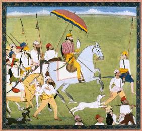 Rajah Dhian Singh (1796-1840) hunting with companions