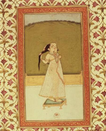 Woman Brushing her hair from Indian School