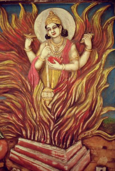 Yagyan Narayan (painted relief)  from Indian School