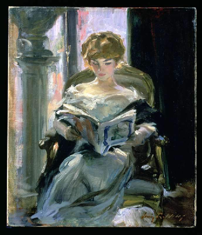 Woman Reading (oil on canvas) from Irving Ramsay Wiles