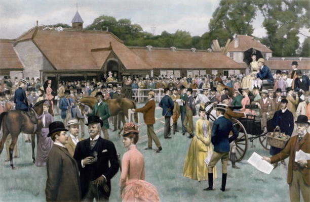 Tattersall's, Newmarket, pub. by I.P. Mendoza, 1890 (photogravure, with hand colouring) from Isaac J. Cullin
