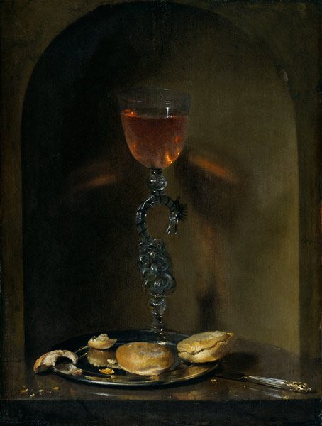 Still Life with Bread and Wine Glass from Isaac Luttichuys