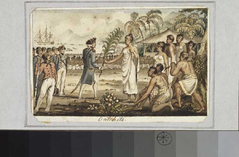 'Oatehite'. Aus: Die Reisen des Captain Cook. from Isaac Robert Cruikshank