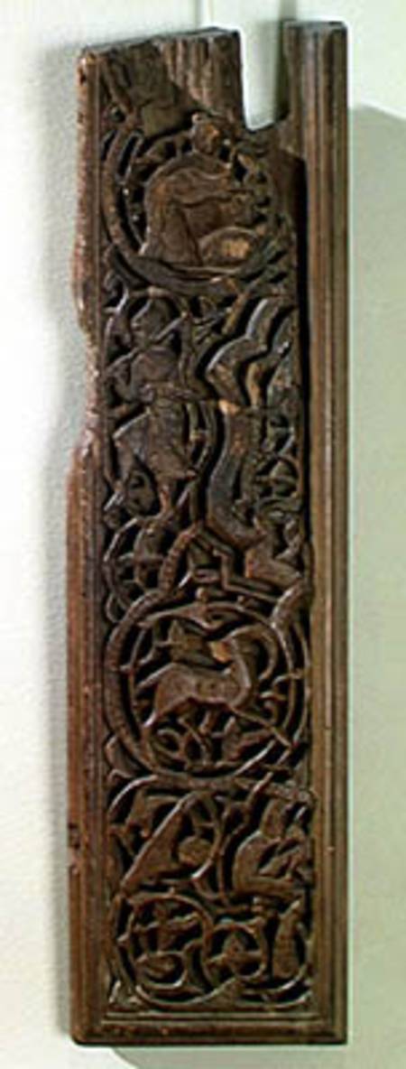 Carved panel decorated with a lute player from Islamic School