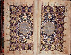 Illuminated pages of a Koran manuscript, Il-Khanid Mameluke School