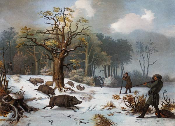 Winterliche Wildschweinjagd. from István Nagy