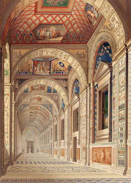 View of the second floor Loggia at the Vatican, with decoration by Raphael, from 'Delle Loggie di Ra from Scuola pittorica italiana