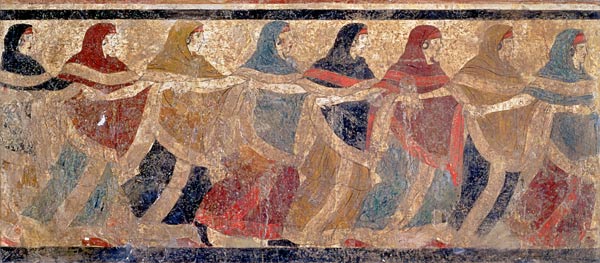Women performing the funerary ceremonial chain dance, from Ruvo from Scuola pittorica italiana