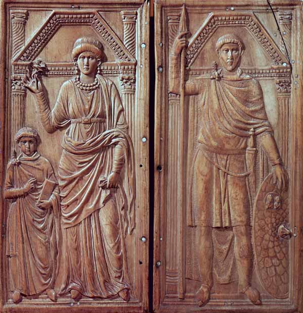 Diptych depicting Stilicho (c.365-408), Serena and Eucharius from Scuola pittorica italiana