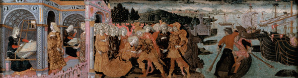 The Return of Ulysses, cassone panel, Sienese from Scuola pittorica italiana
