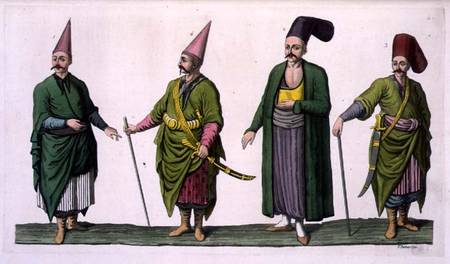 Bostandji, Khasseki and other examples of Ottoman costume, plate 5 from Part III, Volume I of 'The H from Scuola pittorica italiana