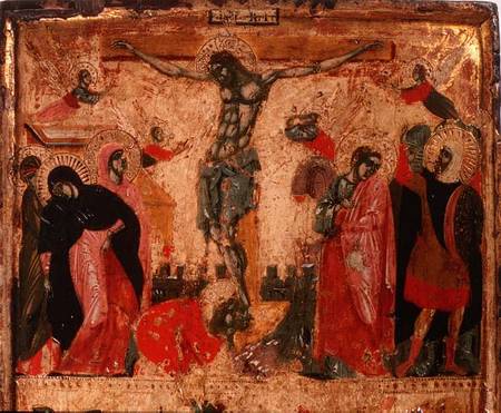 Crucifixion, top half of a panel from Scuola pittorica italiana