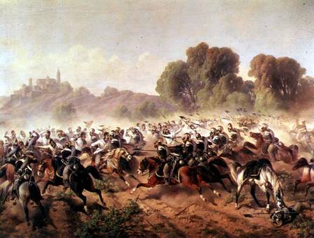 Detail of the Charge of the Battalion of Genova and Savoia Cavalry at the Volta Mountains from Scuola pittorica italiana