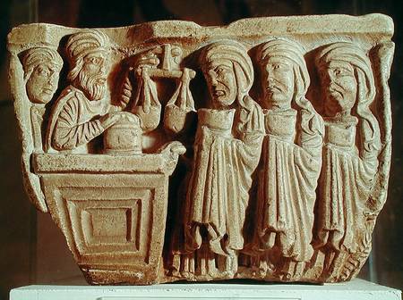 Font depicting an unguent seller from Scuola pittorica italiana