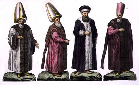 Grand Visir, Caim-Mecam, Reis-Efendi and Khodjakian, plate 15 from Part III, Volume I of 'The Histor from Scuola pittorica italiana