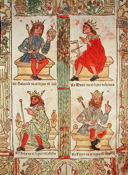 King David, Solomon, Luba and Turnis, from 'Libro de la Sorte e de la Ventura' by Lorenzo Spirito from Scuola pittorica italiana